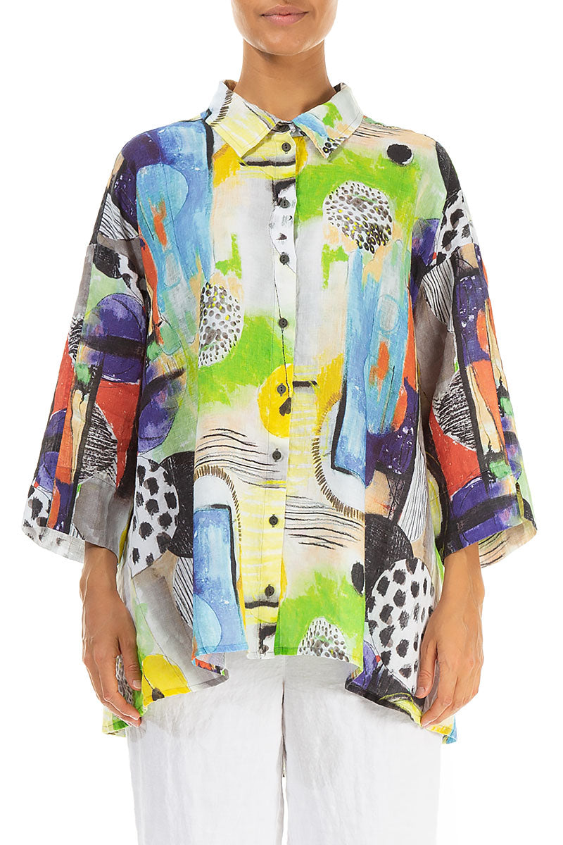 Loose Artmaze Linen Shirt 1