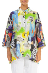 Loose Artmaze Linen Shirt 1