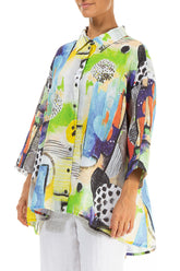 Loose Artmaze Linen Shirt 3