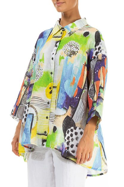 Loose Artmaze Linen Shirt 3