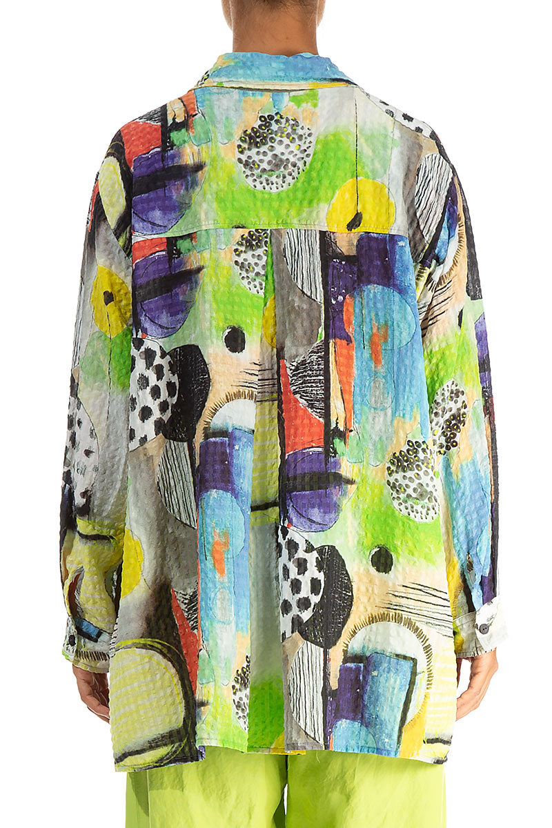 Loose Artmaze Textured Silk Shirt 2