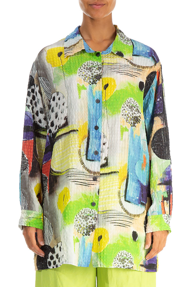 Loose Artmaze Textured Silk Shirt 1