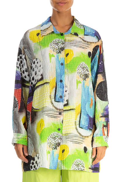 Loose Artmaze Textured Silk Shirt 1
