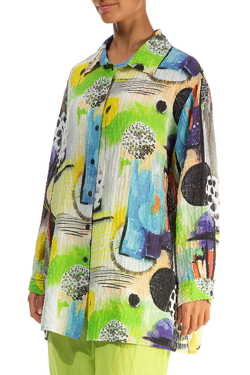 Loose Artmaze Textured Silk Shirt 3