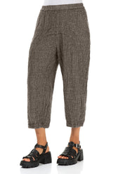 Loose Back Pockets Beige Mélange Linen Trousers 3