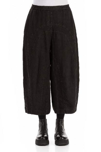 Pantalon en Lin noir ample avec poches au dos