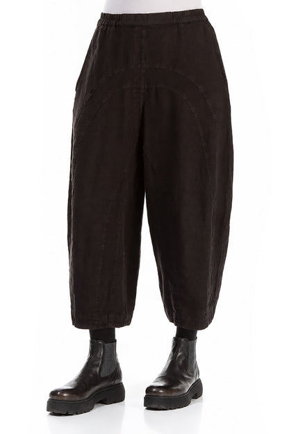 Pantalon en Lin noir ample avec poches au dos