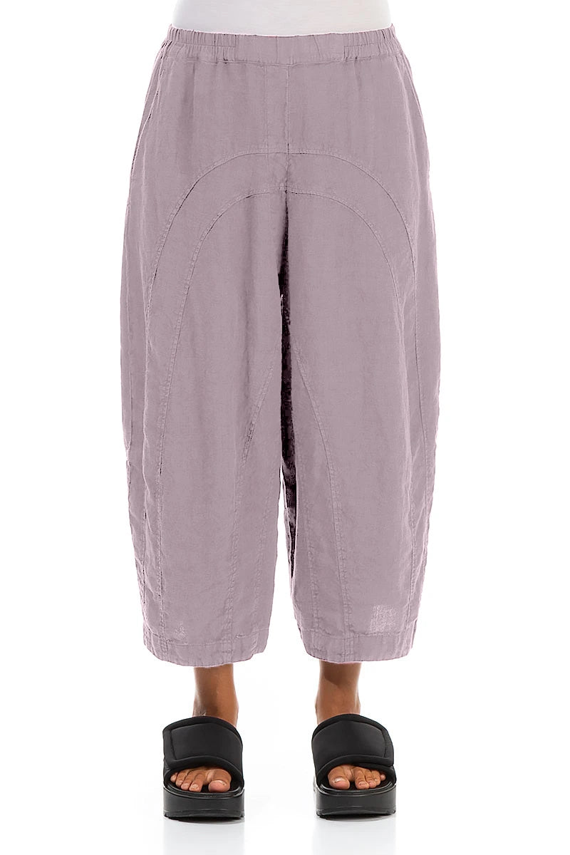 Loose Back Pockets Lilac Linen Trousers