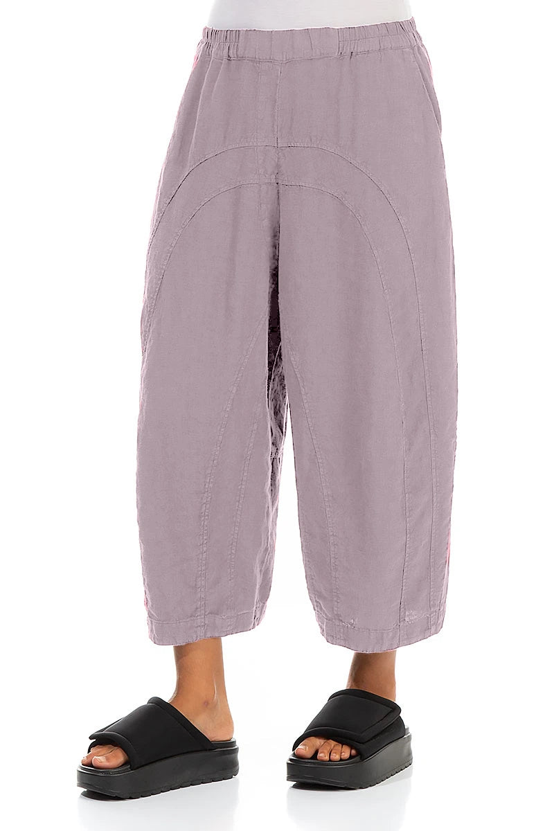 Loose Back Pockets Lilac Linen Trousers