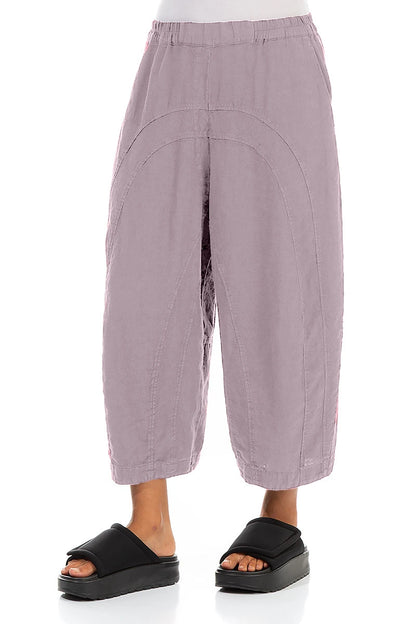Loose Back Pockets Lilac Linen Trousers