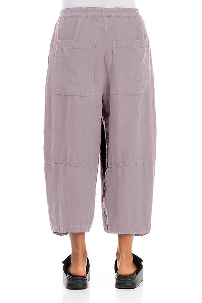 Loose Back Pockets Lilac Linen Trousers