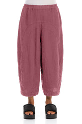 Loose Back Pockets Mauve Taupe Linen Trousers 1