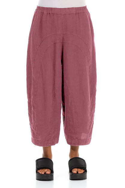 Loose Back Pockets Mauve Taupe Linen Trousers 1