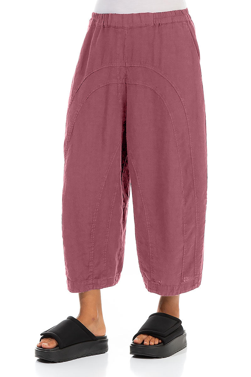Loose Back Pockets Mauve Taupe Linen Trousers 3