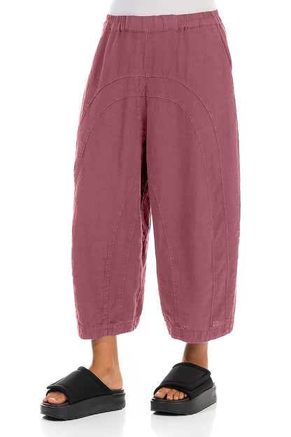 Loose Back Pockets Mauve Taupe Linen Trousers 3