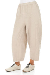 Loose Back Pockets Natural Linen Trousers 3