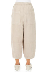 Loose Back Pockets Natural Linen Trousers 2