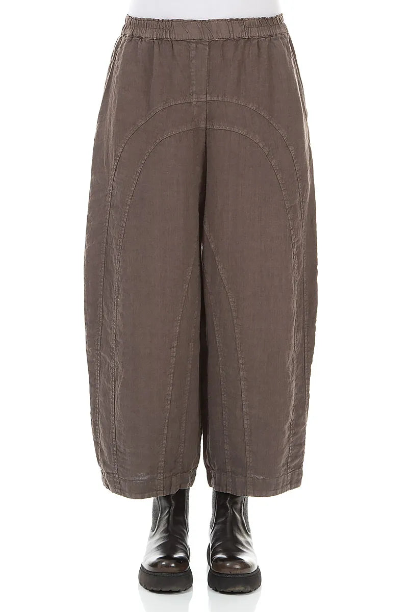 Loose Back Pockets Off-Dye Truffle Linen Trousers 1