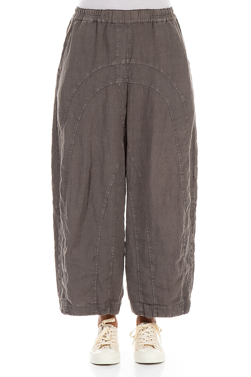 Loose Back Pockets Off-Dye Truffle Linen Trousers 1
