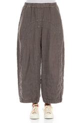 Loose Back Pockets Off-Dye Truffle Linen Trousers 1