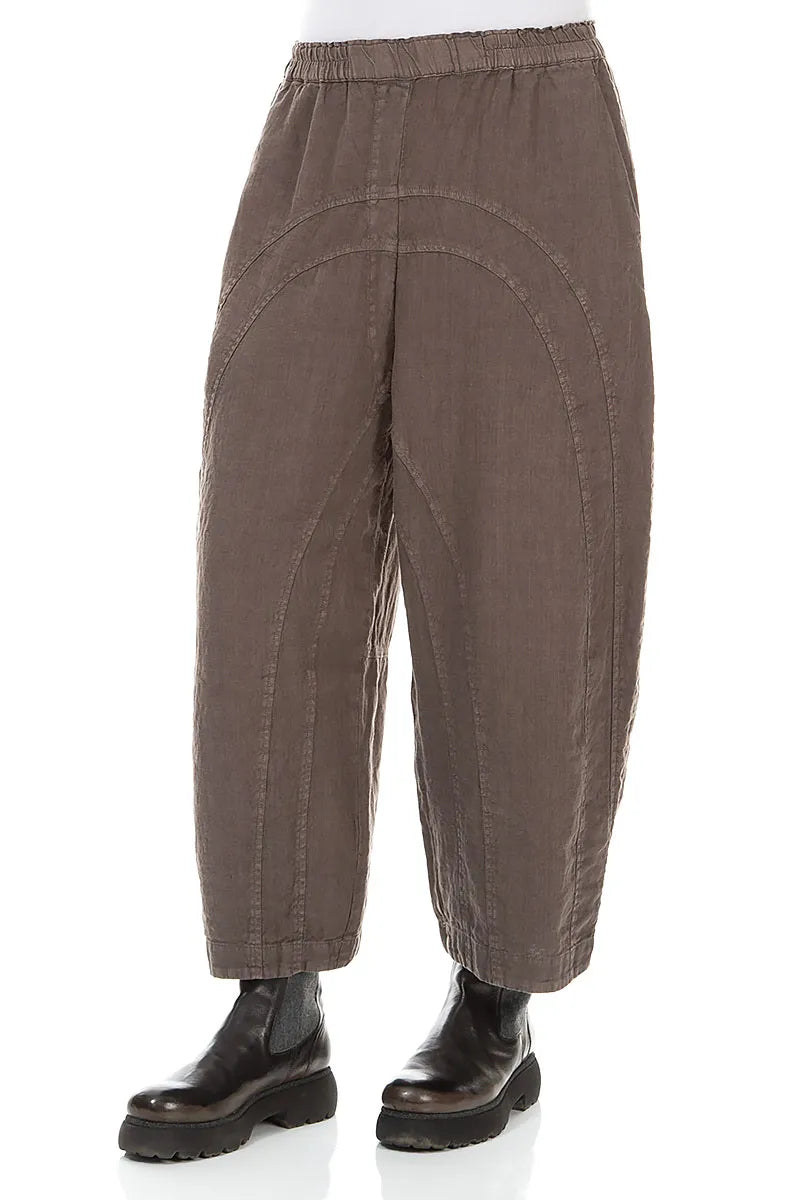 Loose Back Pockets Off-Dye Truffle Linen Trousers 3
