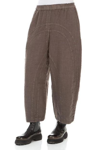 Loose Back Pockets Off-Dye Truffle Linen Trousers