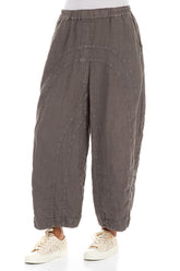 Loose Back Pockets Off-Dye Truffle Linen Trousers 3