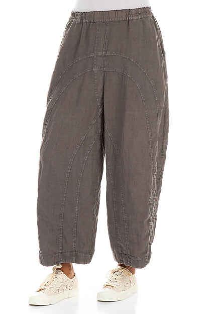 Loose Back Pockets Off-Dye Truffle Linen Trousers 3
