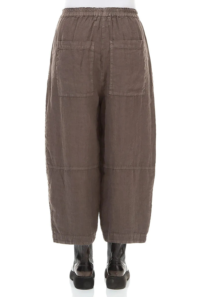 Loose Back Pockets Off-Dye Truffle Linen Trousers 2