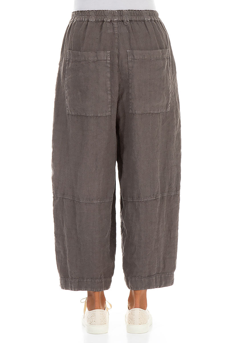 Loose Back Pockets Off-Dye Truffle Linen Trousers 2