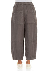 Loose Back Pockets Off-Dye Truffle Linen Trousers 2