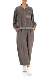 Loose Back Pockets Off-Dye Truffle Linen Trousers 4