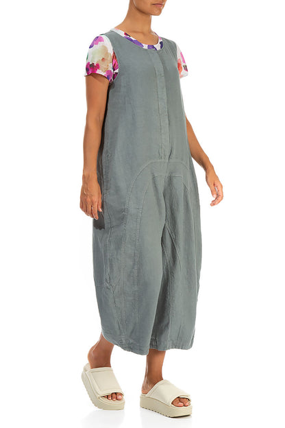 Loose Back Pockets Sage Linen Jumpsuit 3