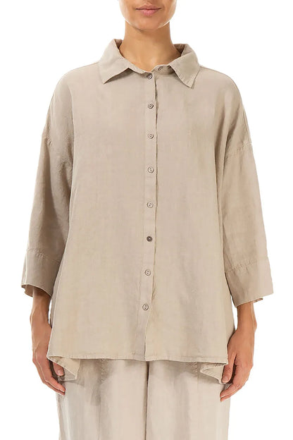 Loose Beige Linen Shirt 1