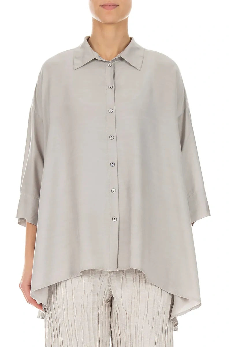 Loose Beige Silk Bamboo Shirt 1