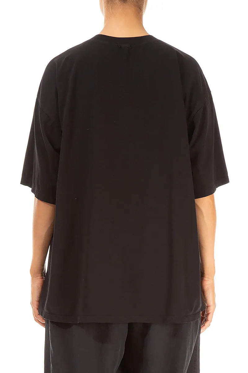 Lockere schwarze Baumwollbluse