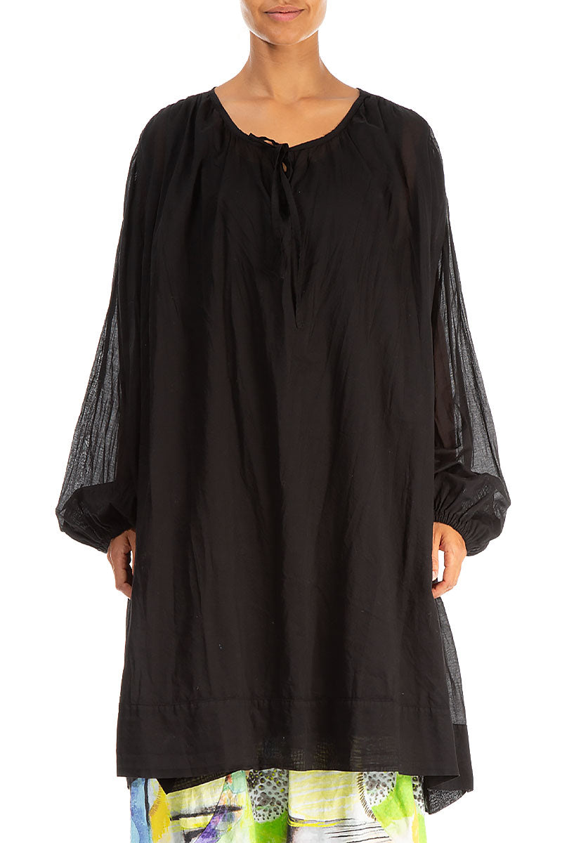 Loose Black Cotton Tunic 1