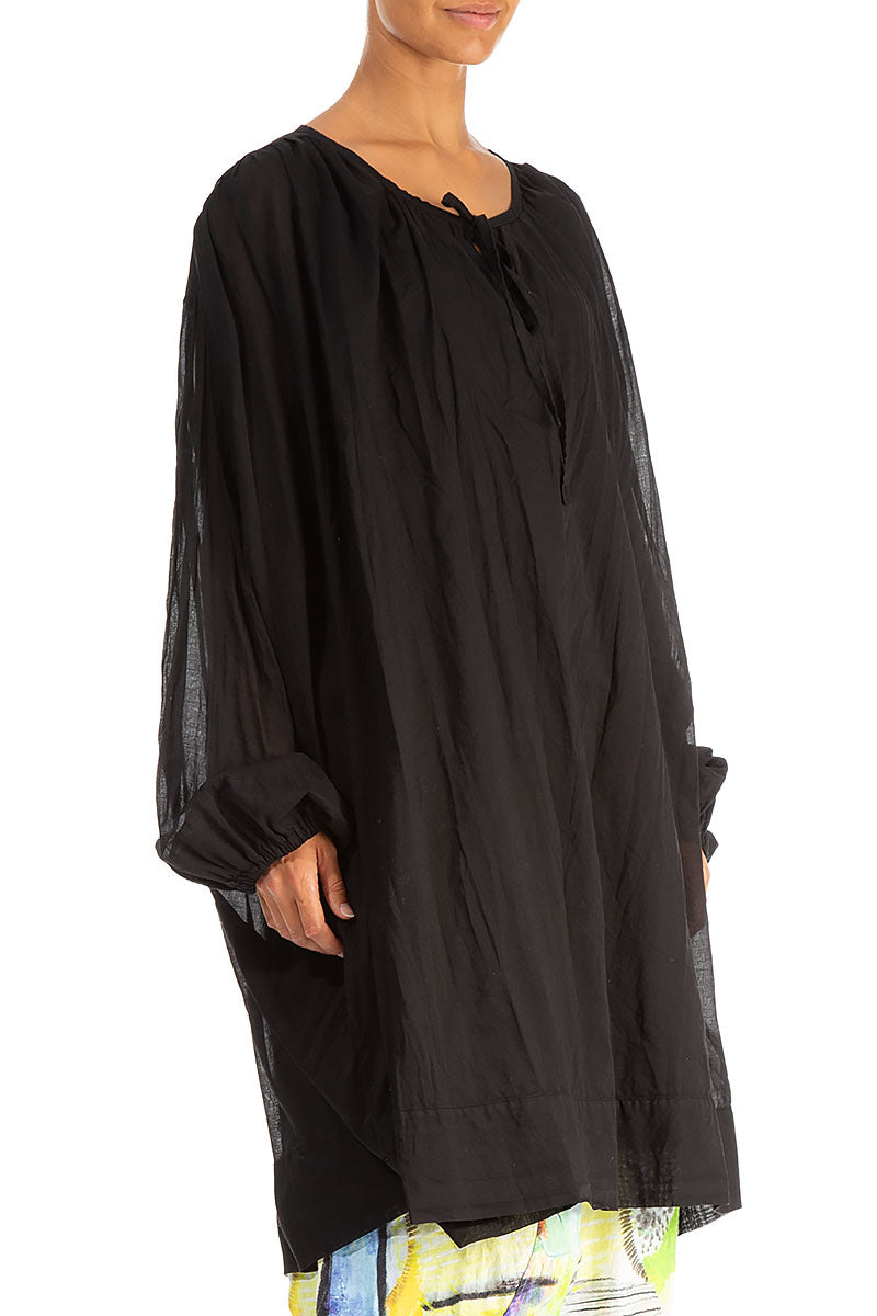 Loose Black Cotton Tunic 3
