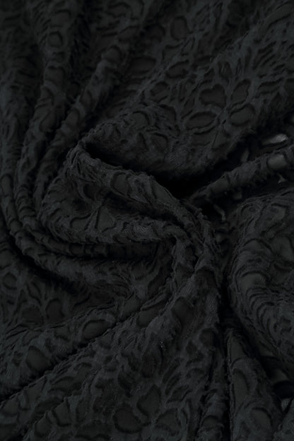 Loose Black Floral Texture Silk Shirt