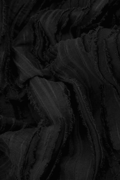 Loose Black Fray Weave Shirt