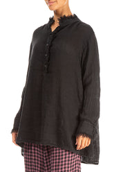 Loose Black Gauze Linen Shirt 3