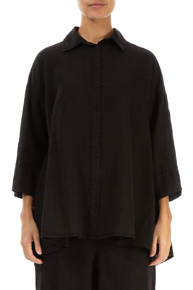 Loose Black Linen Shirt 1