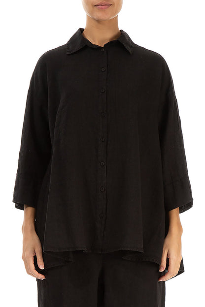Loose Black Linen Shirt 1