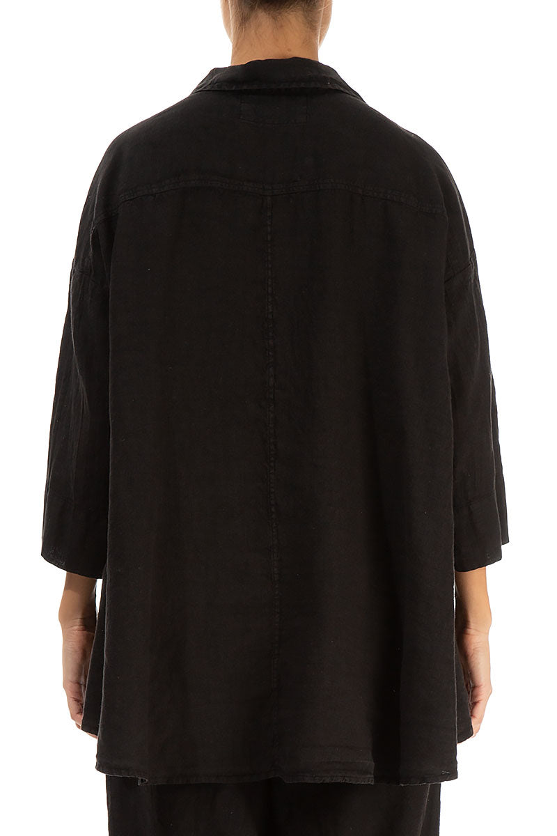 Loose Black Linen Shirt 2