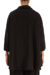 Loose Black Linen Shirt 2