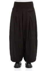 Loose Black Mélange Linen Trousers 1