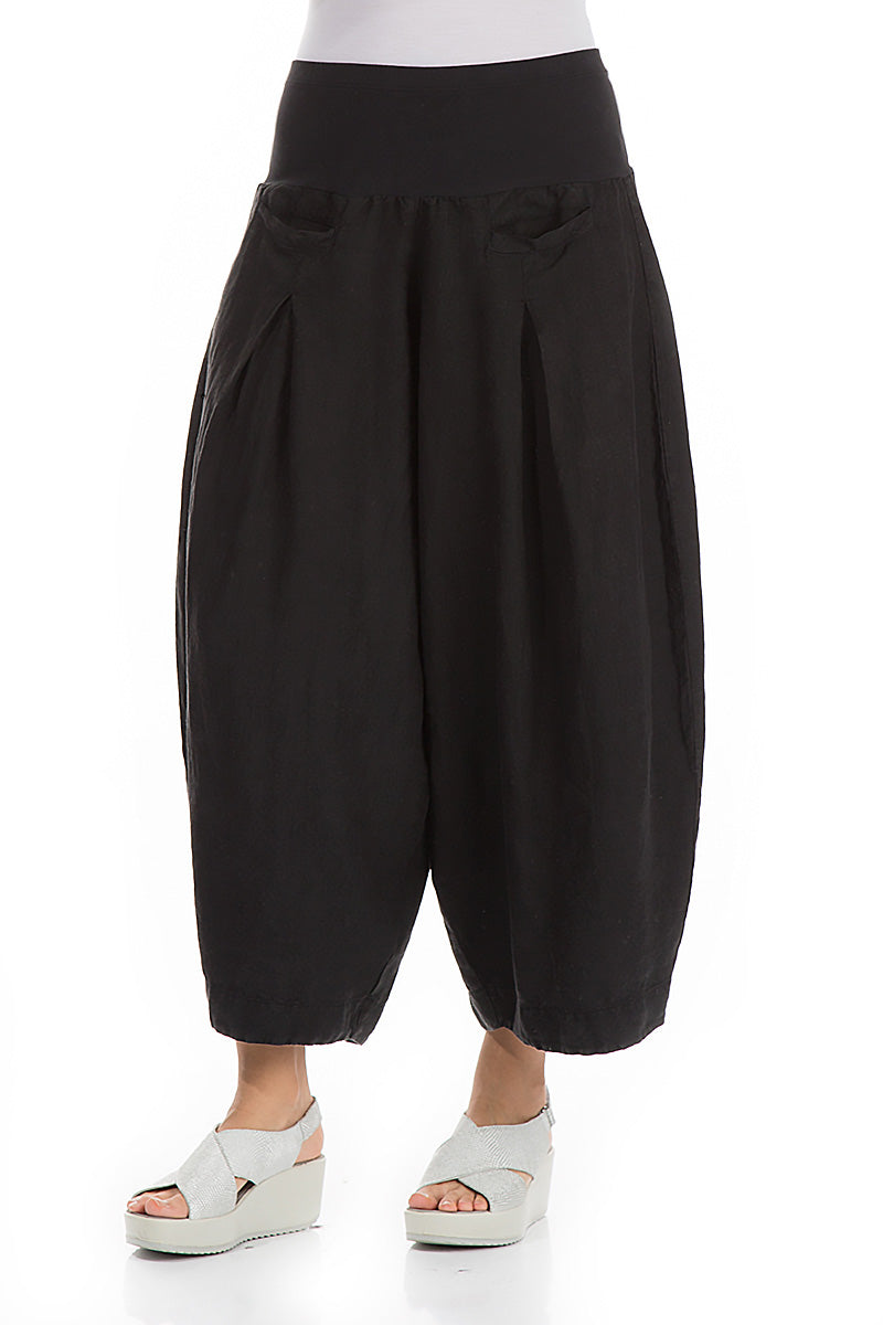 Loose Black Linen Trousers 3