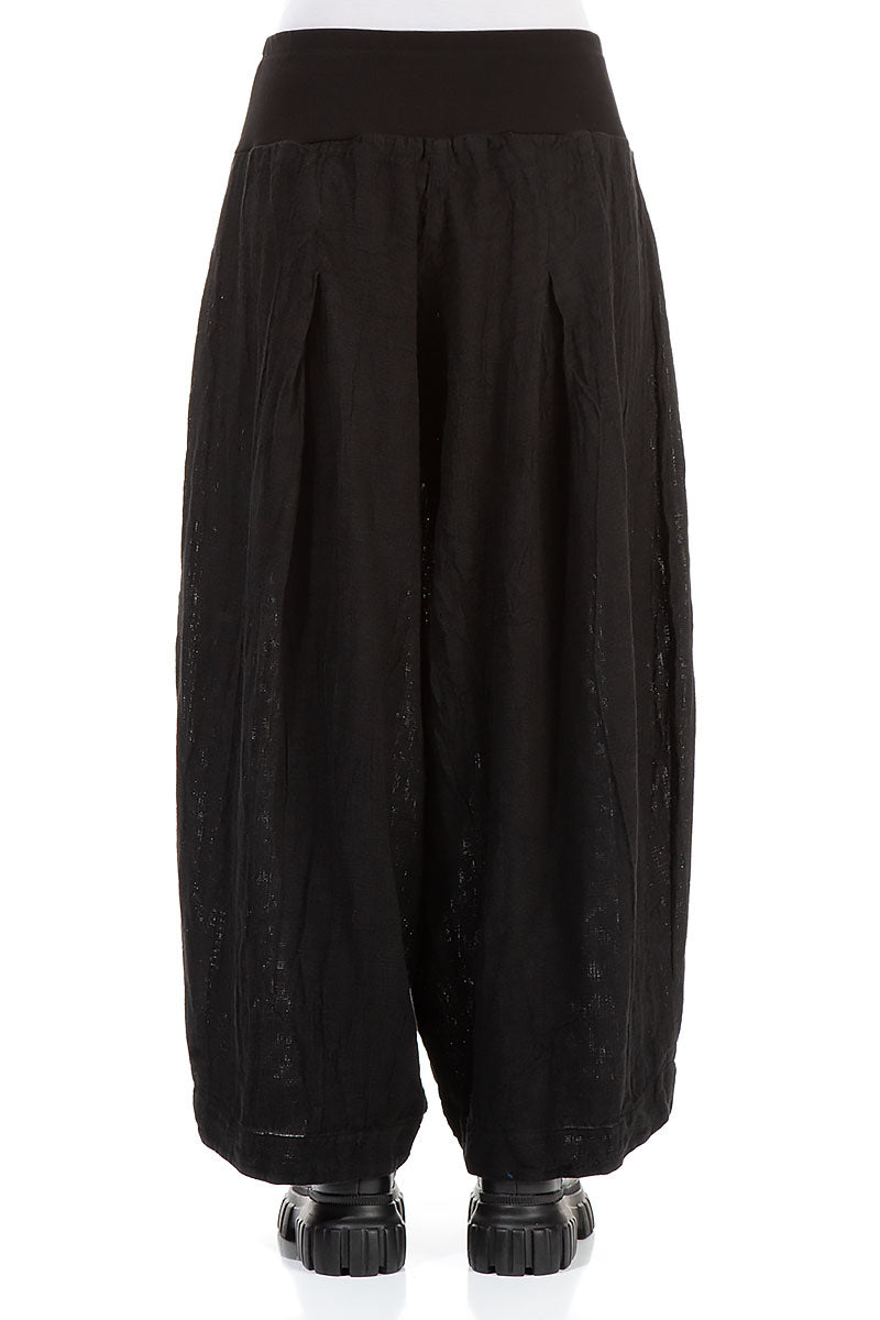 Loose Black Mélange Linen Trousers 2