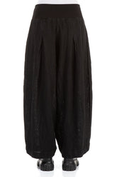 Loose Black Mélange Linen Trousers 2