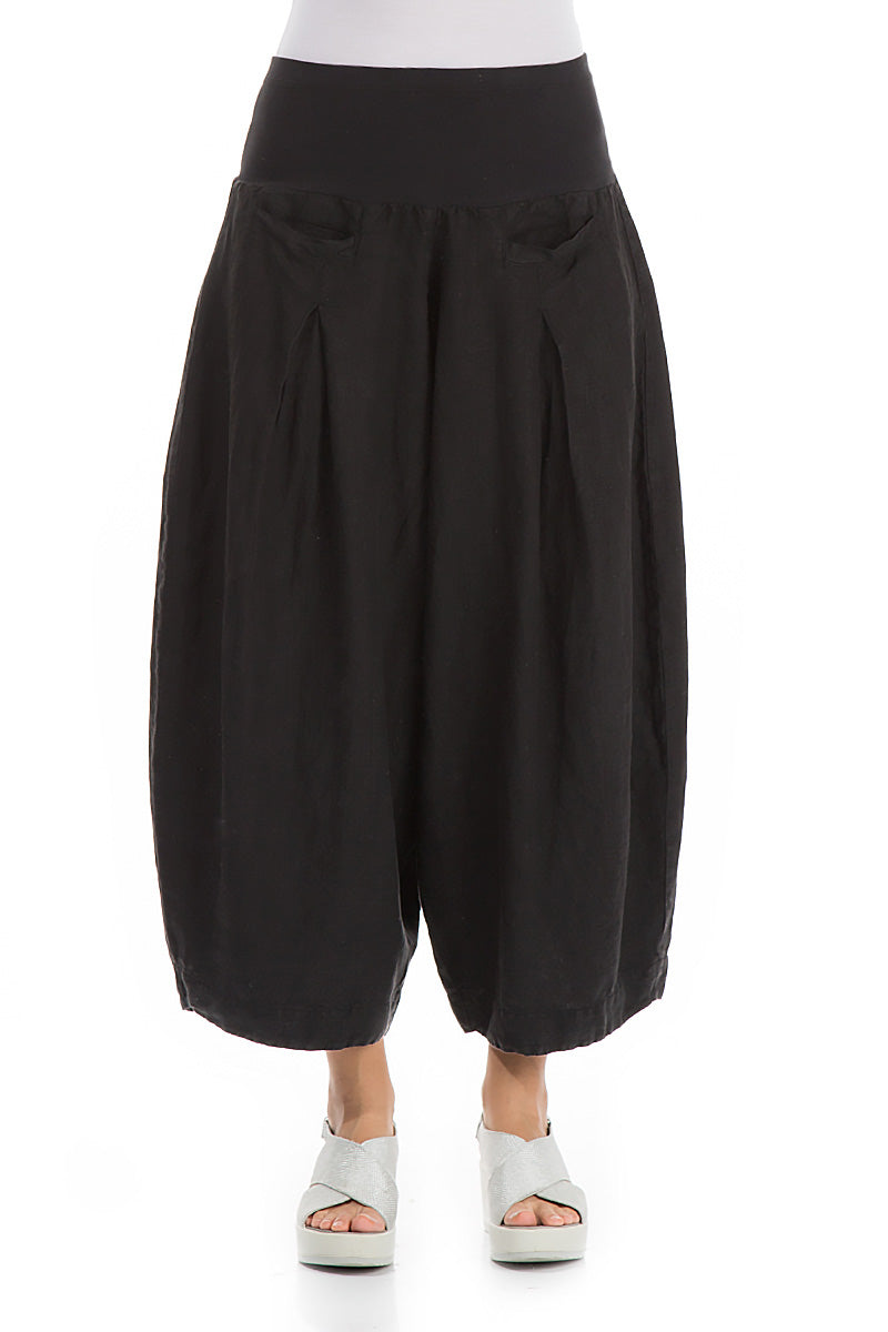 Loose Black Linen Trousers 1